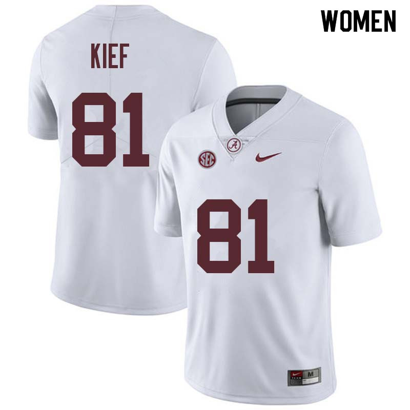 Women #81 Derek Kief Alabama Crimson Tide College Football Jerseys Sale-White - Click Image to Close